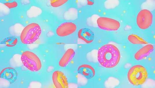 可爱活泼卡通的甜甜圈高清在线视频素材下载
