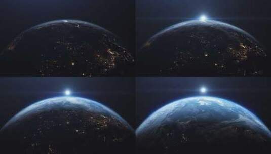 从太空看地球上空的日出高清在线视频素材下载