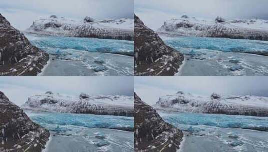 冰岛北极圈瓦特冰川国家公园蓝冰冰川航拍高清在线视频素材下载