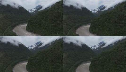 西藏林芝莲花圣地墨脱热带雨林云雾高空航拍高清在线视频素材下载