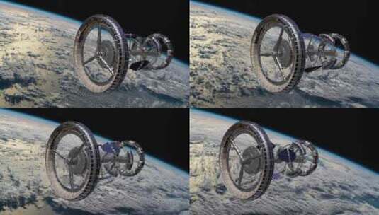 宇宙飞船在地球大气层上旋转高清在线视频素材下载