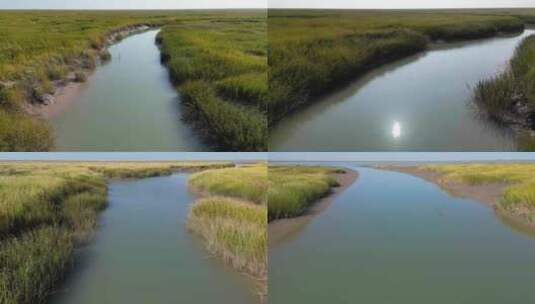 湿地 超长航拍高清在线视频素材下载