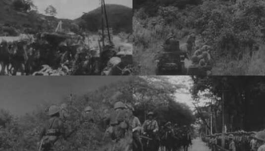 1939年日军登陆占领海南岛沦陷入城式阅兵式高清在线视频素材下载