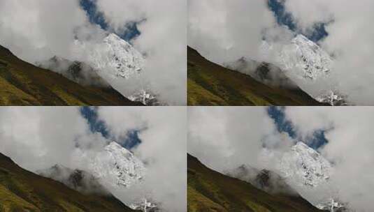 尼泊尔云中雪山，喜马拉雅山高海拔地形景观高清在线视频素材下载