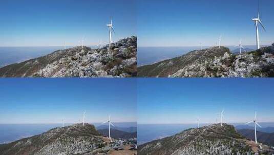 浙江临海括苍山风车风景航拍高清在线视频素材下载