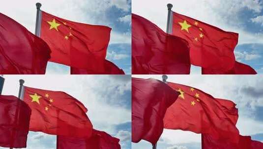 飘扬的中华人民共和国国旗高清在线视频素材下载