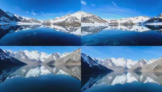 高原湖泊 雪山倒映 天空湛蓝 寂静美丽高清在线视频素材下载