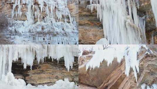 冰川 瀑布 溪流 冰挂 水源 冰雪融化高清在线视频素材下载