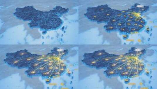 潍坊市潍城区辐射全国网络地图ae模板高清AE视频素材下载