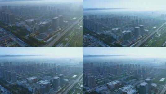 航拍枣庄新城大数据中心建筑物高清在线视频素材下载