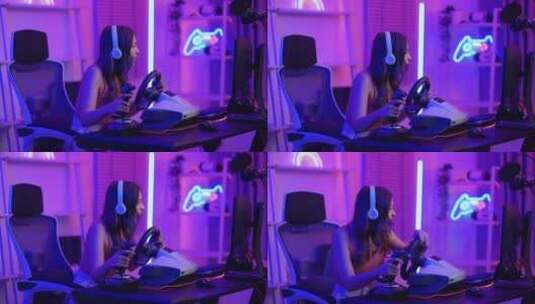 亚洲美丽的电子竞技女玩家在电脑上玩在线视高清在线视频素材下载