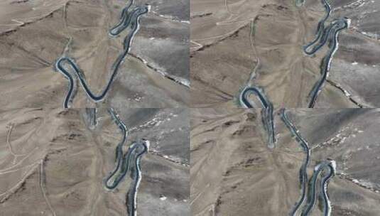 新疆盘龙古道十八弯公路航拍高清在线视频素材下载