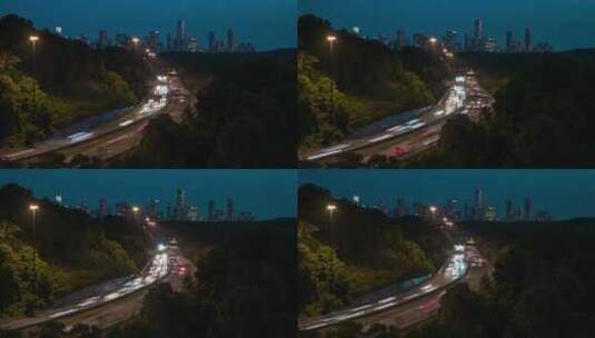 高速公路交通进入城市延时高清在线视频素材下载