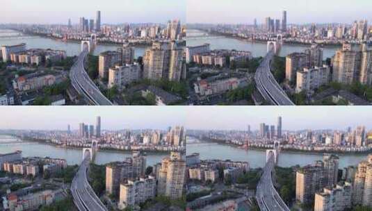 航拍  江景 大桥高清在线视频素材下载