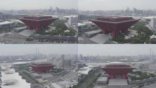 4K原素材-航拍上海世博展览馆合集高清在线视频素材下载