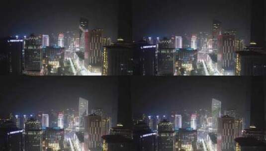 中国重庆观音桥商业区夜景灯光航拍高清在线视频素材下载