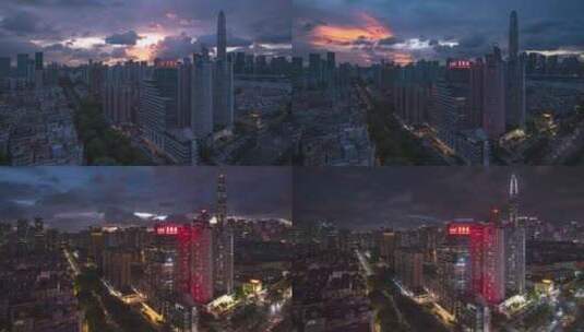 深圳城市宣传晚霞延时摄影摩天大楼日落自然高清在线视频素材下载