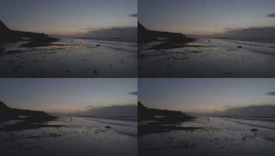 航拍黎明的海滩高清在线视频素材下载