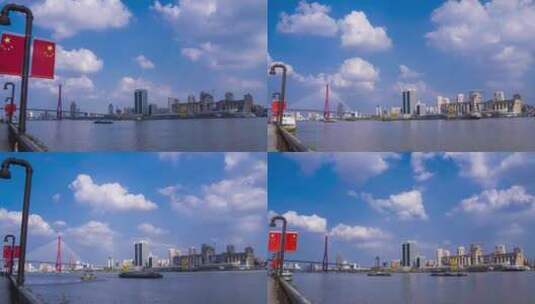 上海黄浦江现代建筑桥梁4k移动延时高清在线视频素材下载