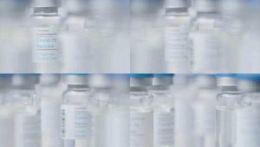 新冠肺炎疫苗试剂瓶特写镜头高清在线视频素材下载