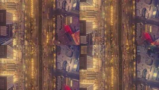 东莞市街道车流夜景俯拍前进高清在线视频素材下载