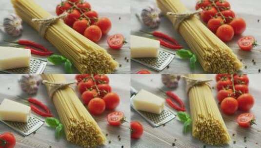 烹饪意大利面的配料高清在线视频素材下载
