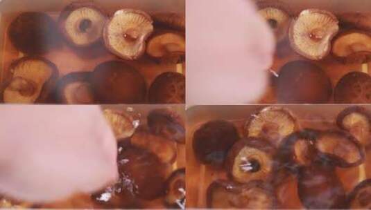 开水泡发干香菇高清在线视频素材下载
