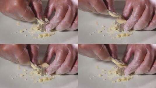 模具定型制作绿豆沙高清在线视频素材下载