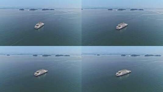 千岛湖航拍游轮生态旅游绿色生态高清在线视频素材下载