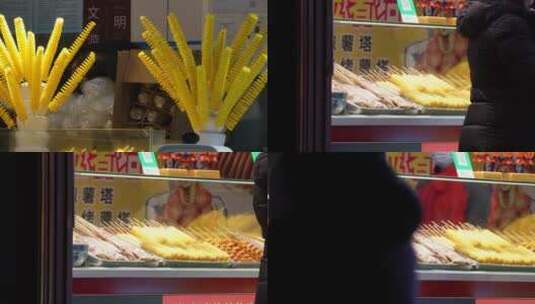 【镜头合集】网红小吃门店旋转薯条高清在线视频素材下载