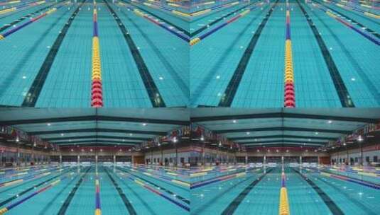 游泳馆里的赛道分界线特写高清在线视频素材下载