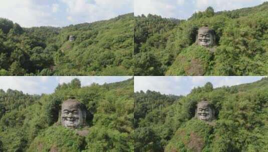 航拍浙江绍兴新昌大佛寺内景物高清在线视频素材下载