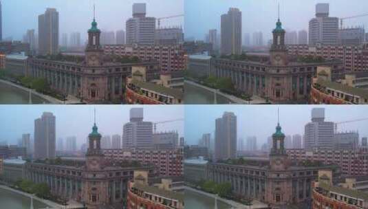航拍上海邮电大楼高清在线视频素材下载
