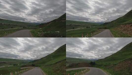 新疆草原小路行车风景视频素材高清在线视频素材下载