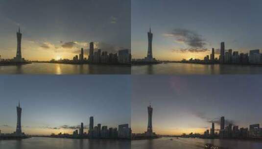 广州城市风光珠江日转夜高清在线视频素材下载