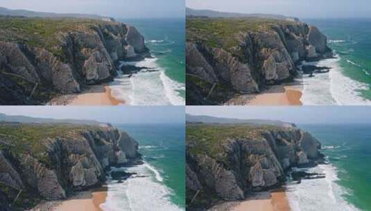 航拍海岸的悬崖高清在线视频素材下载