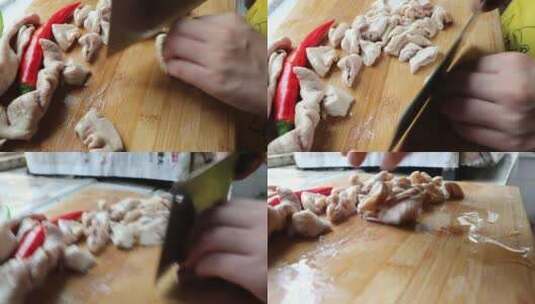 家庭美食制作，辣炒大肠高清在线视频素材下载