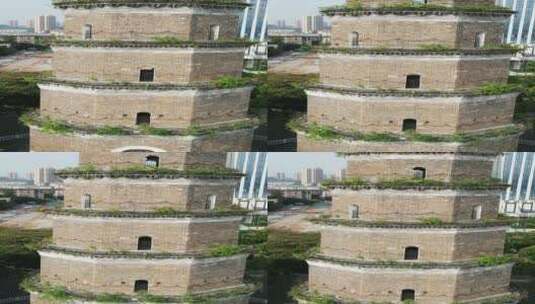 航拍湖北宜昌天然塔古建筑高清在线视频素材下载