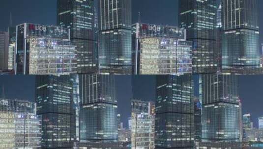 上海陆家嘴办公大楼夜景-悟2航拍高清在线视频素材下载