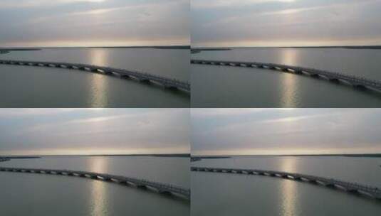 无人机航拍上海青浦淀山湖彩虹桥-1高清在线视频素材下载