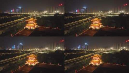 洛阳隋唐洛阳城古城墙遗址航拍高清在线视频素材下载