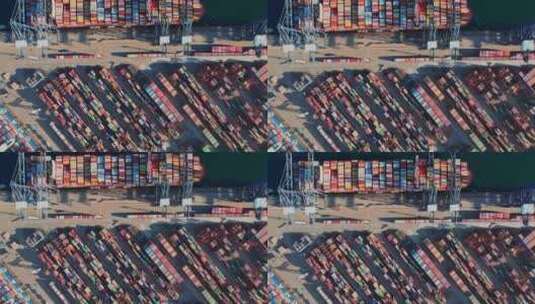 航拍深圳盐田港口货轮集装箱高清在线视频素材下载