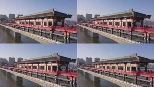 咸阳湖廊桥高清在线视频素材下载
