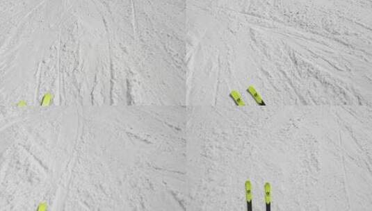 低角度拍摄滑雪者滑雪高清在线视频素材下载