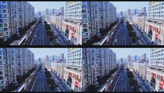 杭州市临安区临安广场街道航拍俯拍前进视频高清在线视频素材下载