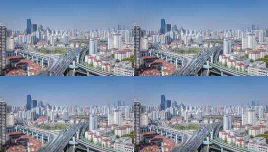 俯瞰上海延安西路立交桥延时高清在线视频素材下载