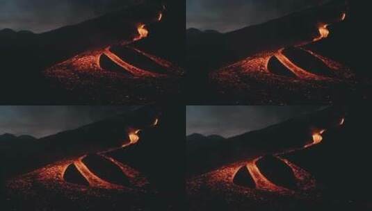 航拍冰岛活火山 岩浆涌动高清在线视频素材下载