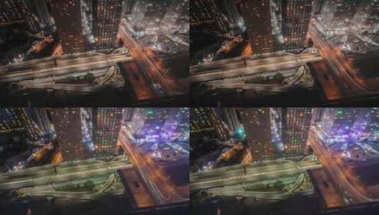 (黑金色调)城市道路夜景延时 含原始视频高清在线视频素材下载