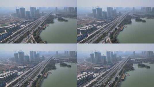 长沙浏阳河大桥航拍高清在线视频素材下载