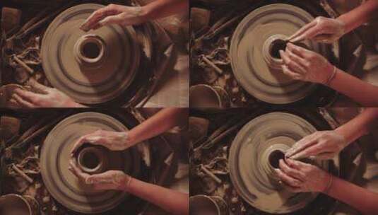 陶器工艺品拉坯高清在线视频素材下载